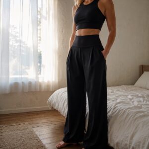 Churt cropped high-waist legging — Cycle Shorts and Leggings by FITS LIKE. worn by a model.