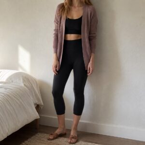 Churt cropped high-waist legging — Cycle Shorts and Leggings by FITS LIKE. worn by a model.