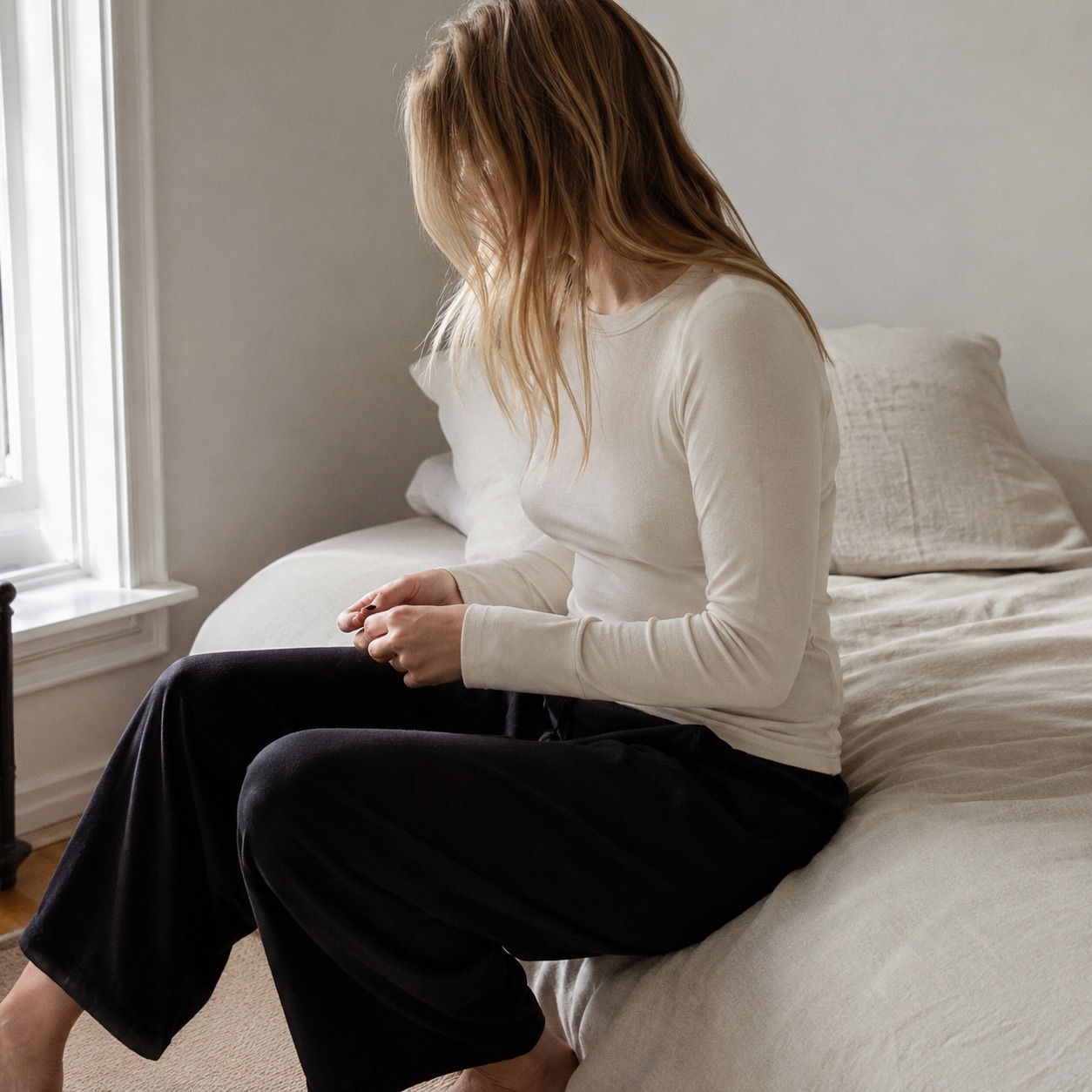 Churt crew-neck long-sleeve base layer — Long-Sleeve Base Layers by FITS LIKE. worn by a model.