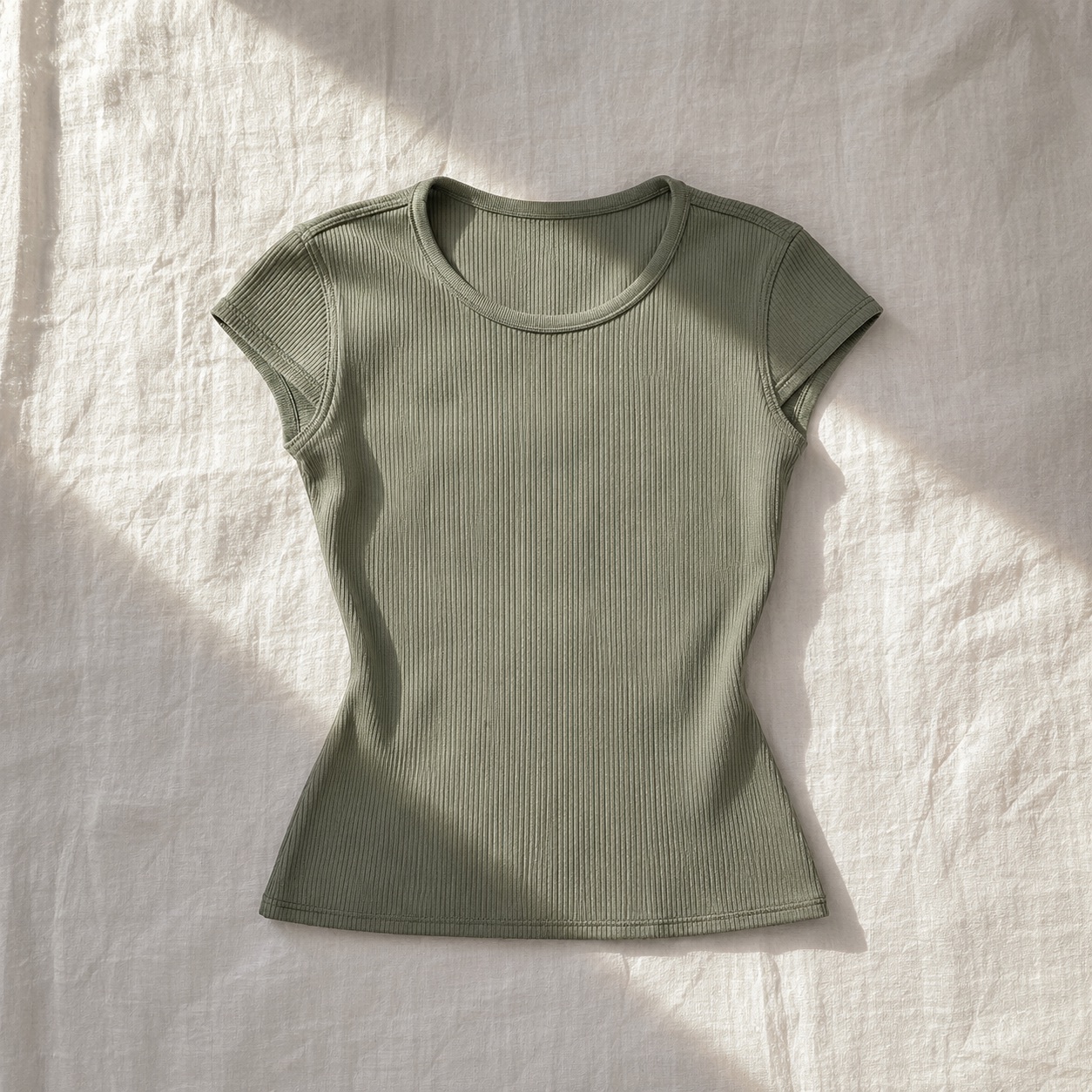 Hale ribbed cap-sleeve top — Rib Body Layers by FITS LIKE. product photograph on a white background.