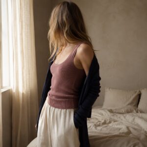 Bourne ribbed scoop-back tank — Rib Body Layers by FITS LIKE. worn by a model.