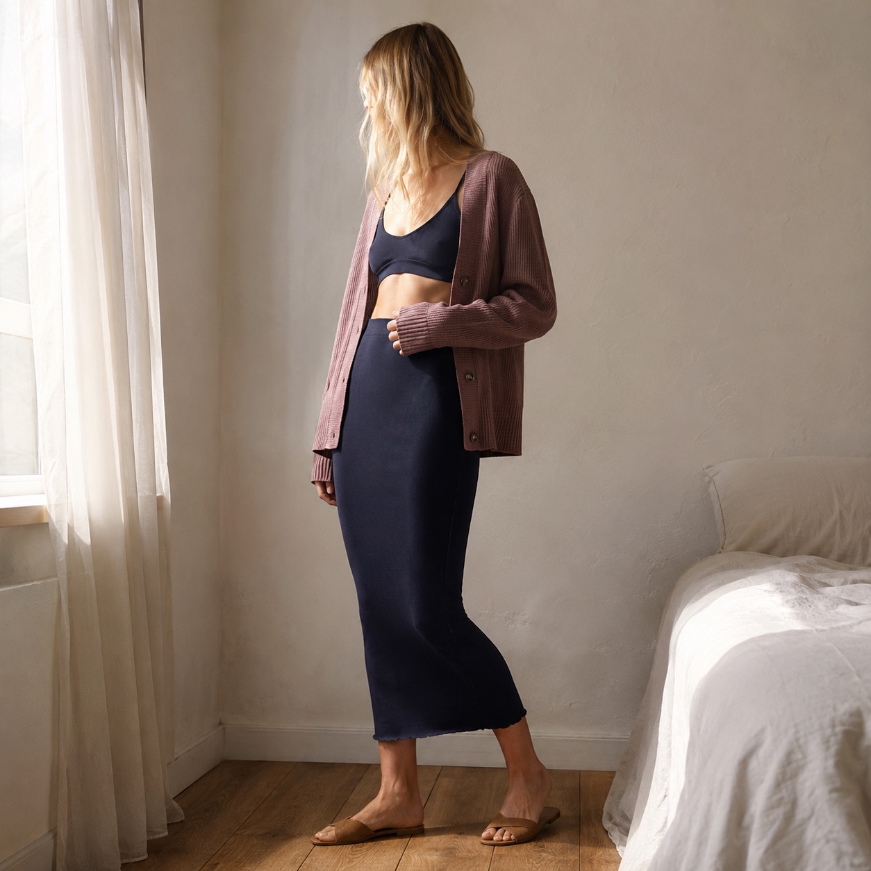 Elstead seamless under-layer skirt — Seamless Layers by FITS LIKE. worn by a model.