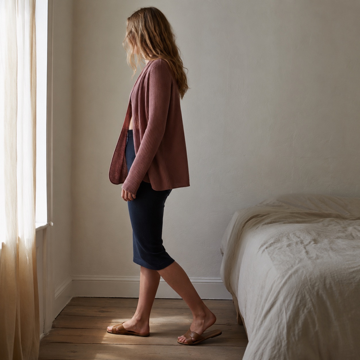 Elstead seamless under-layer skirt — Seamless Layers by FITS LIKE. worn by a model, side view.
